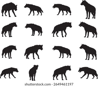 Collection of Hyena Silhouettes in Various Poses