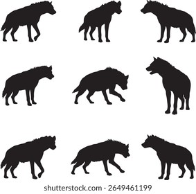 Collection of Hyena Silhouettes in Various Poses