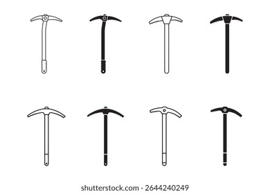 Collection of ice axes for climbing, hiking, and alpine adventure graphics