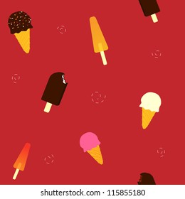 A collection of ice cream arranged to form a seamless pattern.
