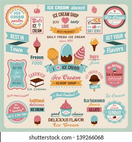 Collection of Ice Cream Design Badges and Labels.Vector Illustration