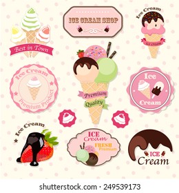 Collection of Ice Cream Design Elements and label .Vector Illustration