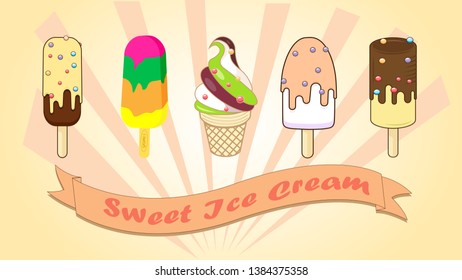 Collection of Ice Cream Design Elements.Vector Illustration 