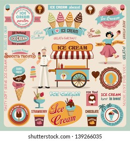 Collection of Ice Cream Design Elements.Vector Illustration