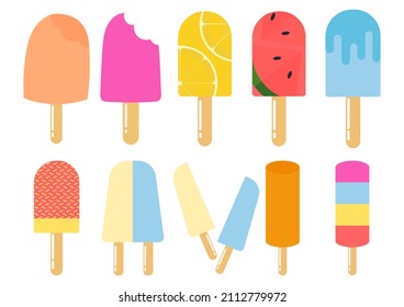 a collection of ice cream designs with different shapes and colors