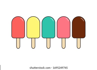 A Collection Of Ice Cream With Different Tastes. Vector Illustration Of A Frozen Dessert Design.