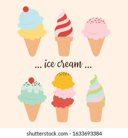 Collection ice cream illustrations isolated