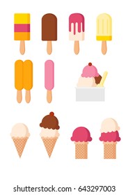 Collection of ice cream illustrations isolated on white background. Vector.