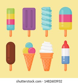 collection of ice cream isolated on cream background. vector illustration.