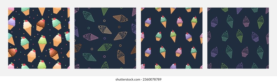 Kollektion von Eis nahtlose Muster Vektor, Design kann für T-Shirts, Packpapier, Druckbedarf