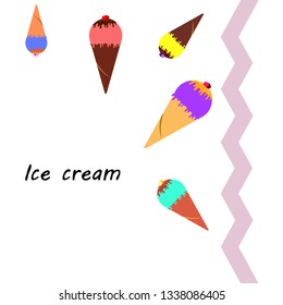 Collection of ice cream, sweet, abstract vector illustration.