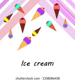 Collection of ice cream, sweet, abstract vector illustration.