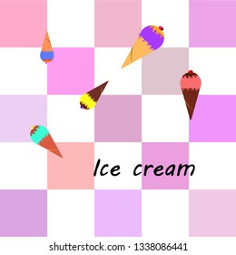 Collection of ice cream, sweet, abstract vector illustration.