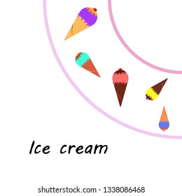 Collection of ice cream, sweet, abstract vector illustration.
