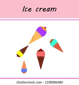 Collection of ice cream, sweet, abstract vector illustration.