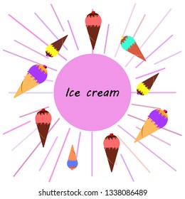 Collection of ice cream, sweet, abstract vector illustration.