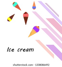 Collection of ice cream, sweet, abstract vector illustration.