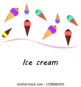 Collection of ice cream, sweet, abstract vector illustration.