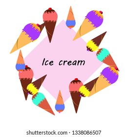 Collection of ice cream, sweet, abstract vector illustration.