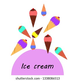 Collection of ice cream, sweet, abstract vector illustration.