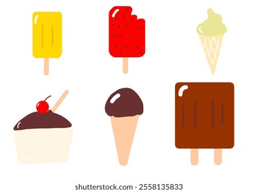 collection of ice cream. Vector illustration of a collection of ice cream with various shapes isolated on a white background