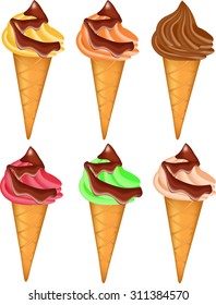Collection of ice cream. Vector illustration of colorful tasty ice cream isolated on white background. Format eps10. Ice cream icons. Ice cream background.