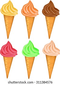 Collection of ice cream. Vector illustration of colorful tasty ice cream isolated on white background. Format eps10. Ice cream icons. Ice cream background.