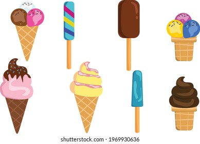 Collection of ice cream vector set, scalable vector