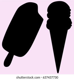 collection of ice cream vector silhouette isolated