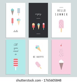 Collection of ice-cream cards. Retro style. Vector.