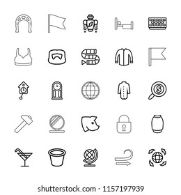 Collection icon. collection of 25 collection outline icons such as pig, globe, man hairstyle, cocktail, jacket, skirt, dice game. editable collection icons for web and mobile.