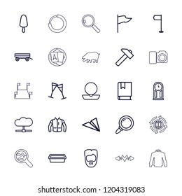 Collection icon. collection of 25 collection outline icons such as barrow, man hairstyle, powder, jacket, hummer, flag. editable collection icons for web and mobile.