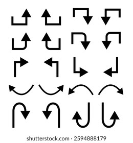 Collection of icon arrow on white background