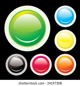 Collection of icon buttons with pale lip with shiny reflections