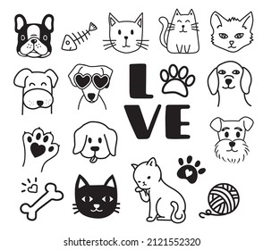 A collection icon of cat and dog.