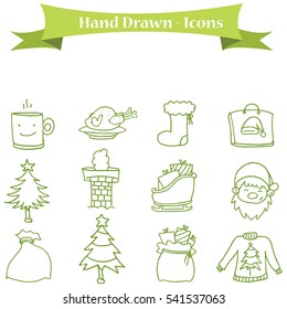 Collection of icon Christmas set vector illustration