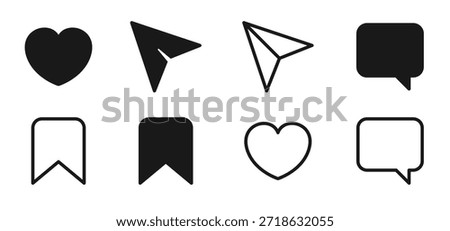 collection of icon comment like share and save vector