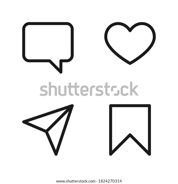 Collection Icon Comment Like Share Save Stock Vector (Royalty Free ...