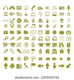 Collection of icon designs on the theme of technology, finance, holiday, arrows, communication, symbols.