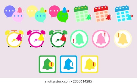  Collection icon different types of reminders, email, phone calls, to-do reminders. set of Notification bell.