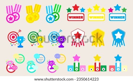 Collection icon gold Trophy winner. Winner prize. set of success concept.