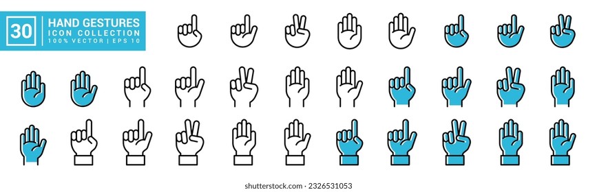 Collection icon of hand gesture, gesture, waving, editable and resizable EPS 10.