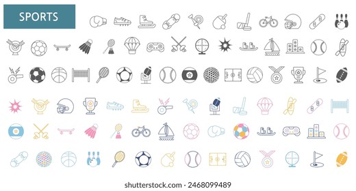 Collection of icon illustrations related to sports exercise