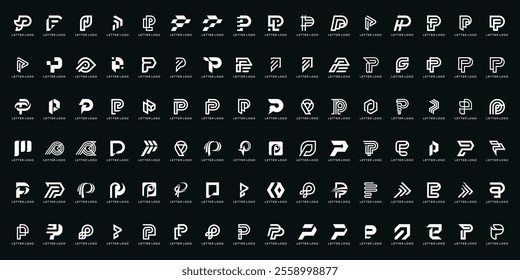 Collection of Icon Letter P, Initial P, Abstract and creative, Suitable for business, technology, accounting, finance, fashion, business, consulting, logo design. set bundle vector.