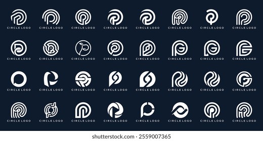 Collection of Icon Letter P, Initial P, Creative circle, Suitable for business, technology, accounting, finance, fashion, business, consulting, logo design. set bundle vector.