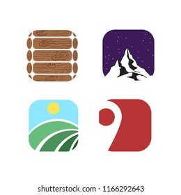 collection icon logo design, mountain icon design, garden logo design 