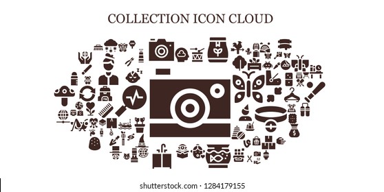  collection icon set. 93 filled collection icons. Simple modern icons about  - Camera, Thinking, Snow, Photo camera, Drum, Tea bag, Girl, Aquarium, Package, Sink, Worldwide, Feeder