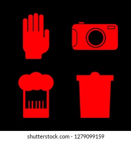 collection icon set about hand, camera photo, bin and beer glass vector set