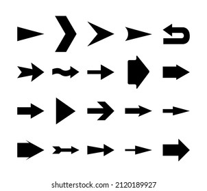 Collection Icon Set of Different Arrows Sign Black Vector