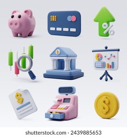 Collection icon set of finance, Bank, Financial services, Business and financial concept. Eps 10 Vector.